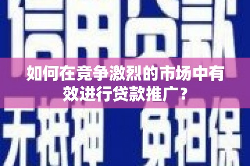 金宁如何在竞争激烈的市场中有效进行贷款推广？