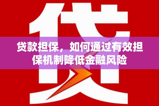 金宁贷款担保，如何通过有效担保机制降低金融风险
