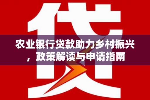 金宁农业银行贷款助力乡村振兴，政策解读与申请指南